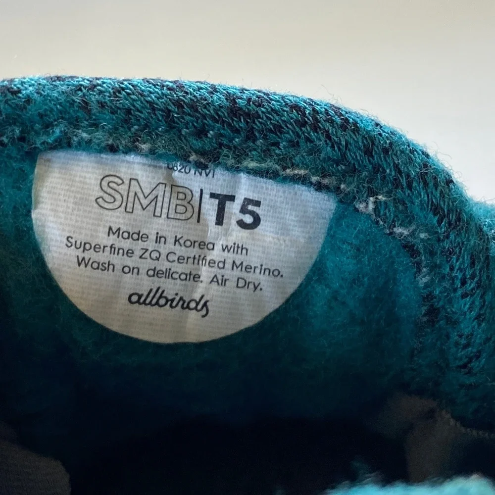Allbirds Smallbirds Wool Runners Sneakers Teal Toddler Boys Girls Unisex 5